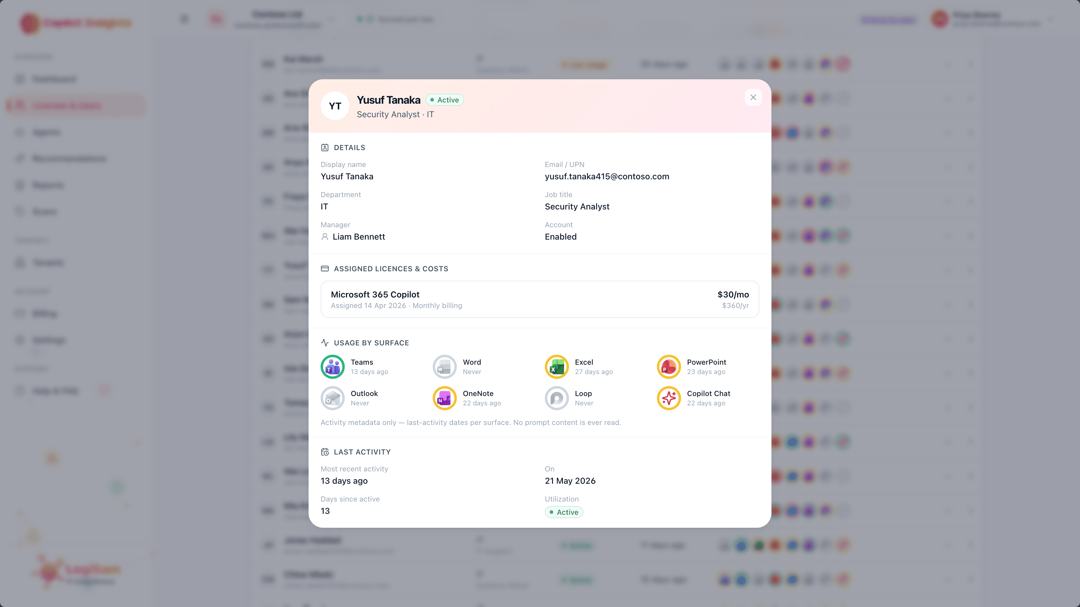 Copilot Insights — User detail